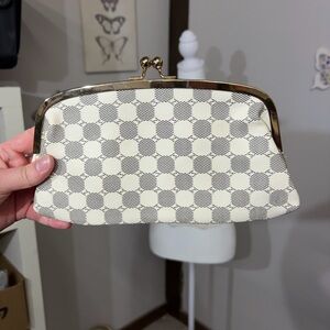 Elegant Cream and Gray Clutch Bag